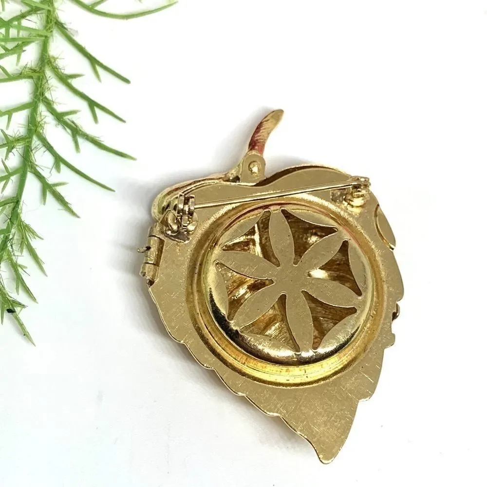 VINTAGE⚜️AVON Locket Keepsake Leaf Brooch